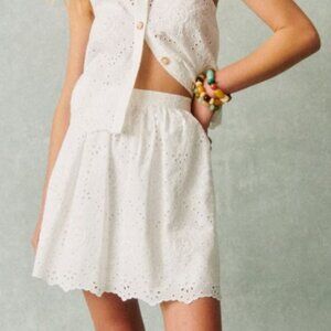 Sezane Nao Skirt Embroidered White - Size 6